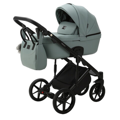 Детская коляска Adamex Lumi Air Deluxe 3 в 1 L-SA20 (СЕРО-ЗЕЛЕНАЯ КОЖА)