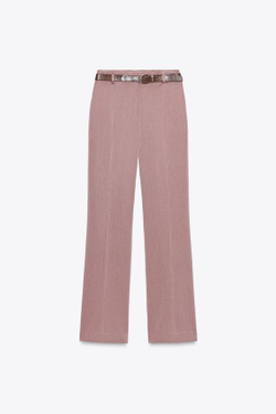 ZARA ПРЯМЫЕ БРЮКИ С РЕМНЕМ, МАРСАЛА