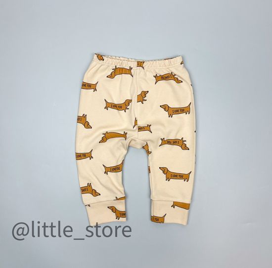 Штанишки хлопковые "Таксы" песочно-бежевые