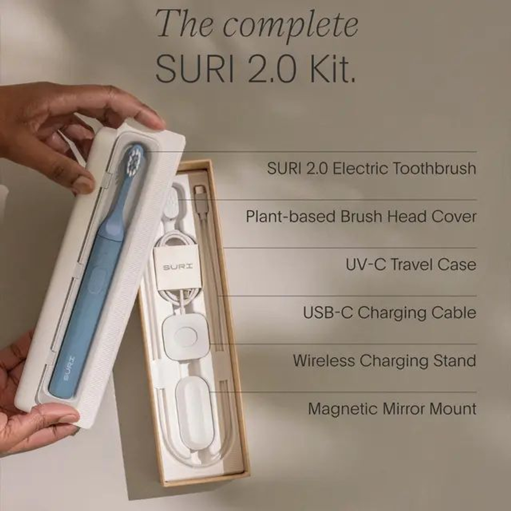SURI Электрическая зубная щетка 2.0 Sonic Electric Toothbrush with UV Cleaning Travel Case, Morning Waves