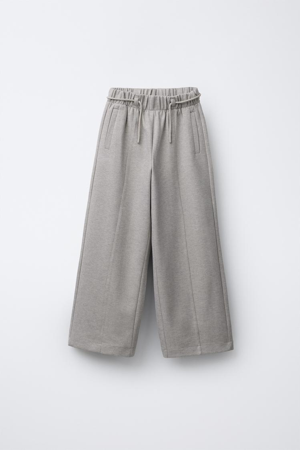 ZARA БРЮКИ WIDE LEG В ЕЛОЧКУ, СЕРО-КОРИЧНЕВЫЙ