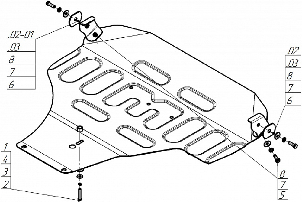Защита картера двигателя. 2 мм, Сталь. для Subaru Outback 2003-2009, Motodor.72204