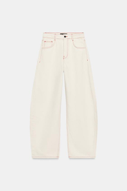 ZARA ДЖИНСЫ Z1975 BARREL СО СРЕДНЕЙ ПОСАДКОЙ, ЭКРЮ