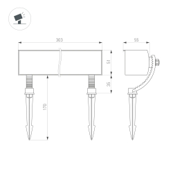 Светильник KT-BASOMI-12W Warm3000 (Серый, 60x100 deg, 24V) (Arlight, IP65 Металл, 3 года) 060667