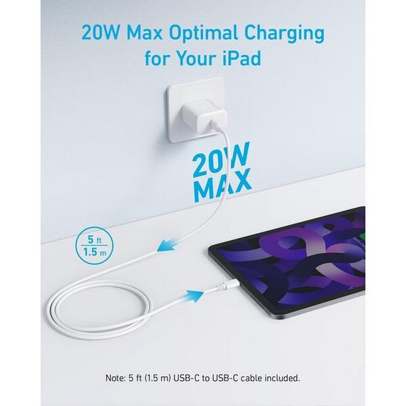 Сетевое зарядное устройство Anker High Speed USB-C Charger 20W (A2347L21/A2347G21) White