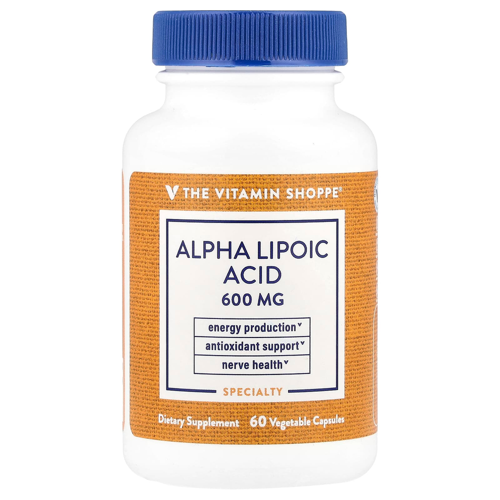The Vitamin Shoppe, альфа-липоевая кислота, 600 мг, 60 вегетарианских капсул