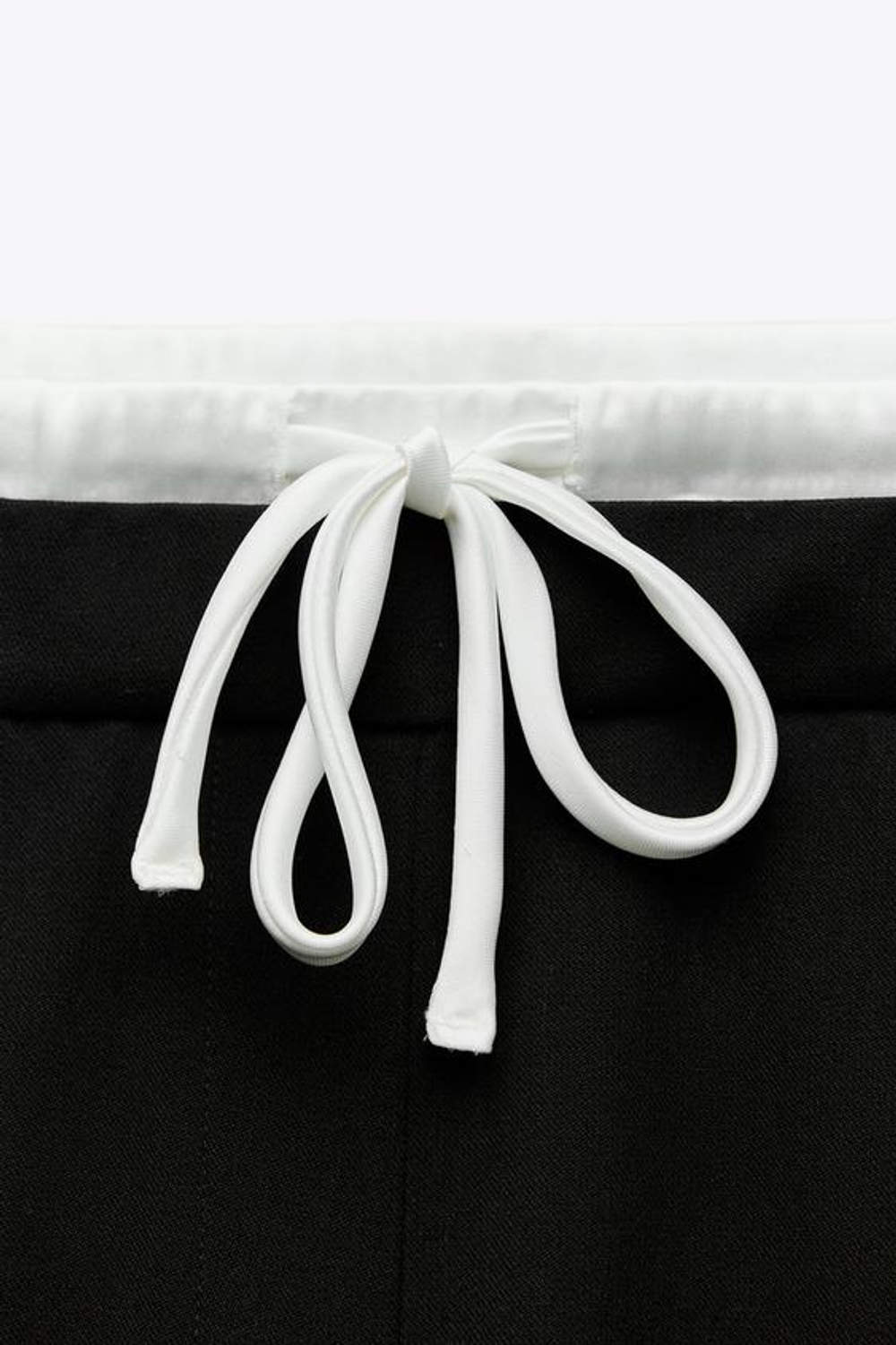 ZARA БРЮКИ WIDE LEG С ДВОЙНЫМ ПОЯСОМ, ЧЕРНЫЙ