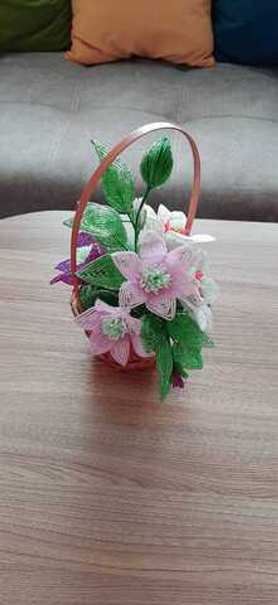 Композиция из цветов Гармония из бисера 31см