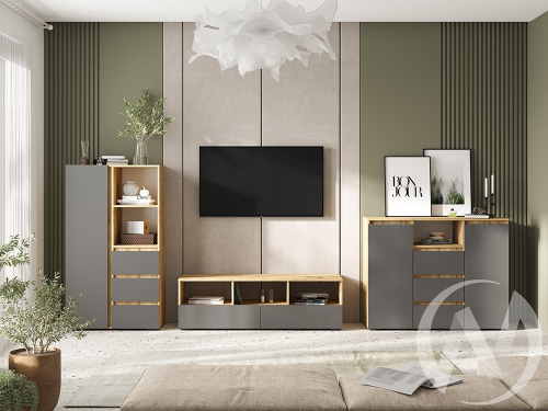 Гостиная "Хелен" (дуб крафт золото/серый графит)