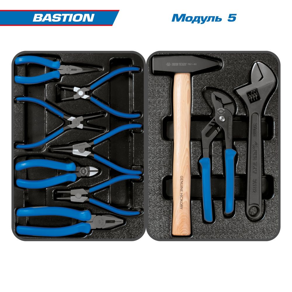 KING TONY (934-100AMB01) Набор инструментов 204 предмета, "BASTION", в синей тележке