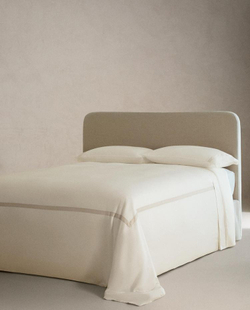 ZARA HOME САТИНОВЫЙ ПОДОДЕЯЛЬНИК С КАЙМОЙ, СЕРЫЙ