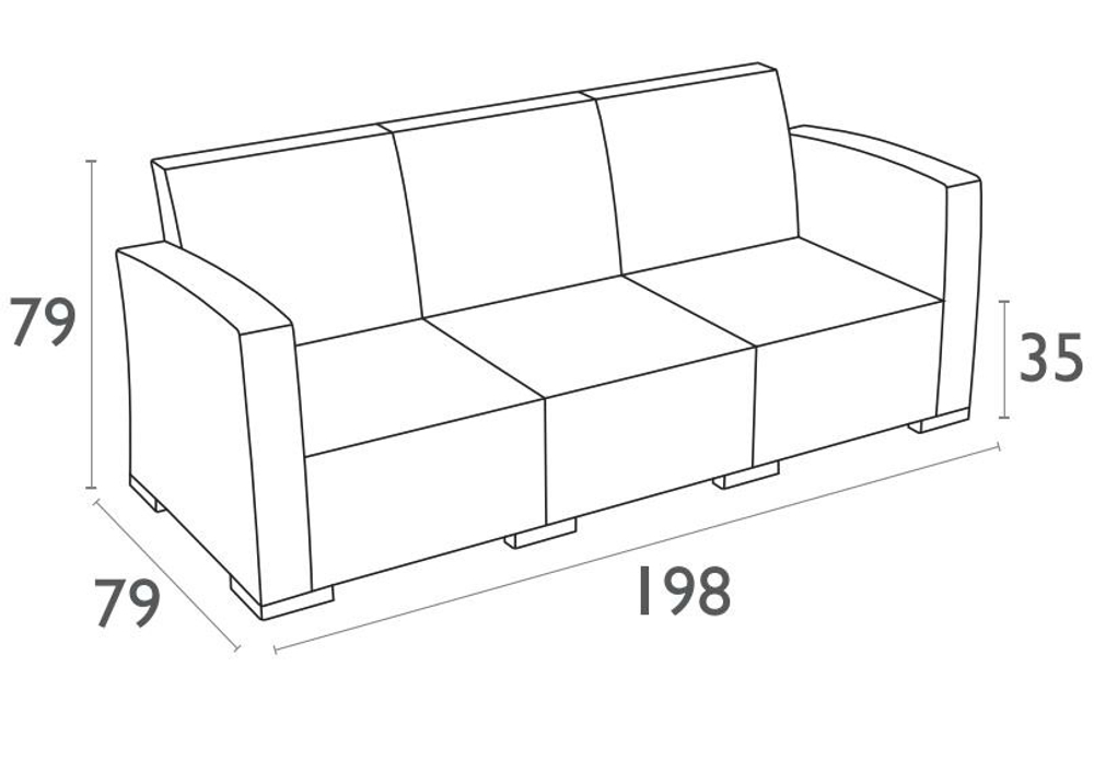 Диван пластиковый плетеный трехместный с подушками Monaco Lounge XL, антрацит