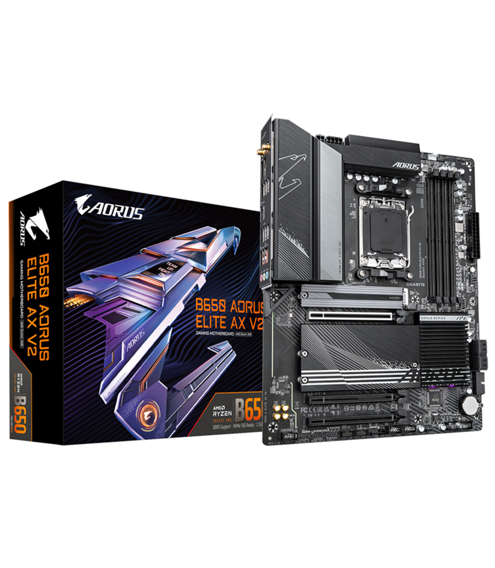 GIGABYTE B650 AORUS ELITE AX V2, AM5, B650, 4*DDR5, 4*SATA, 3*M.2, 7*USB 3.2, Type-C, 3*PCIx16, DP+HDMI, ATX