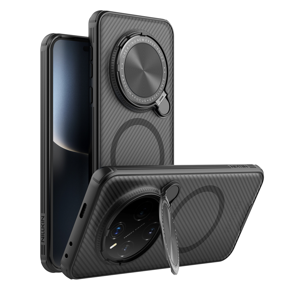 Чехол прозрачный тонированный (Transparent Black) от Nillkin с металлической крышкой и MagSafe на Huawei Honor Magic 7 Pro, серия CamShield Prop Magnetic Case