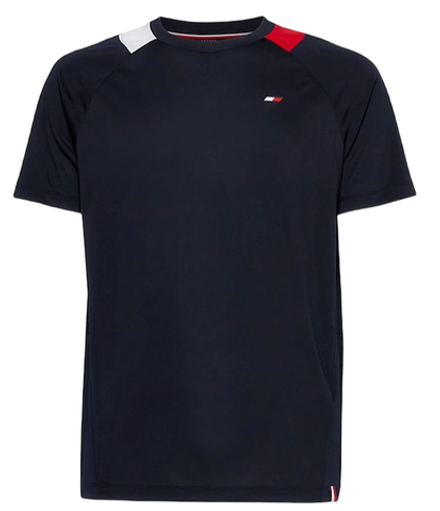 Мужская теннисная футболка Tommy Hilfiger Textured Print Training S/S Tee - небесный