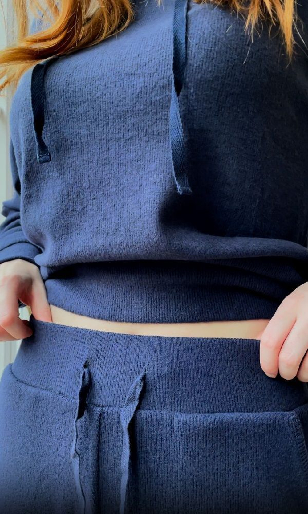 Трикотажный женский костюм для дома и отдыха (Размер: M) (Цвет: синий)