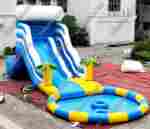 Надувная водная горка с круглым бассейном «Пляжный оазис», 15*7*6 м