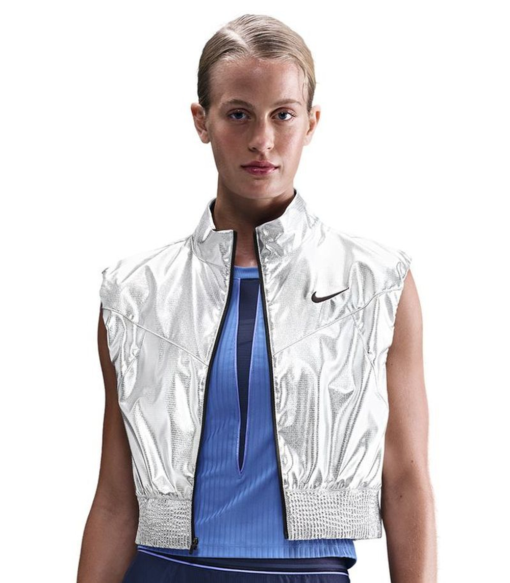 Женская теннисная жилетка Nike Court Slam Vest - metallic silver/black