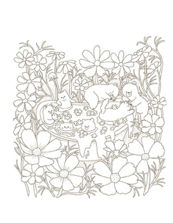 Cat's autumn picnic. Coloring Book