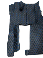 Ковры 3D FAW J7 (экокожа, черный, синяя строчка)