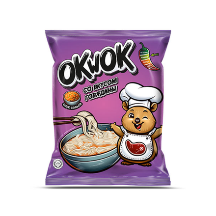 Лапша OKwok со вкусом острой говядины+соус сальса 100 гр