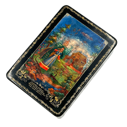 Лаковая шкатулка «Сказка о мертвой царевне и о семи богатырях». Лабутина. Мстёра. СССР, 50-60-е