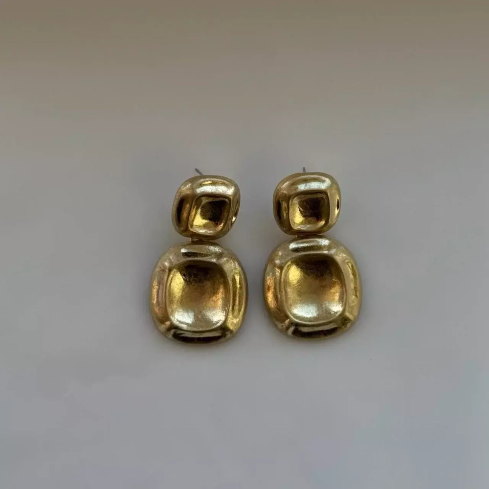 Серьги под золото двойные