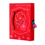 Записная книжка в футляре 14,5 см * 21 см, 7БЦ, Alingar, ламинация, глиттер, замочек, 42 л., линия, "Букет цветов", красный