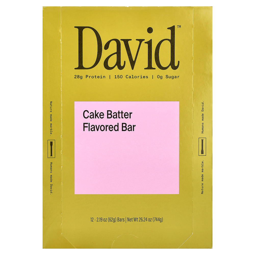 David Protein , Protein Bar, Cake Batter, 12 Bars, 2.19 oz (62 g) Each