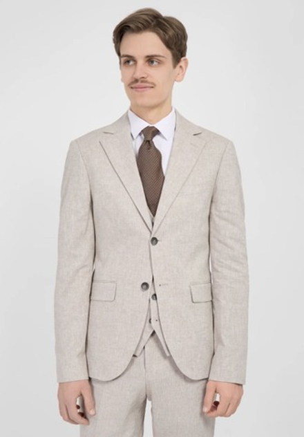 Мужской костюм тройка (серо-бежевый) А50