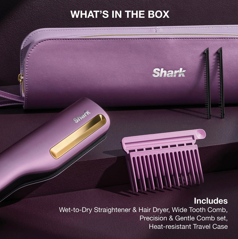 Shark SilkiPro Straight HT401UKPU выпрямитель для волос, фен-стайлер 2-в-1 Wet-to-Dry, профессиональный прибор для укладки волос, керамический выпрямитель