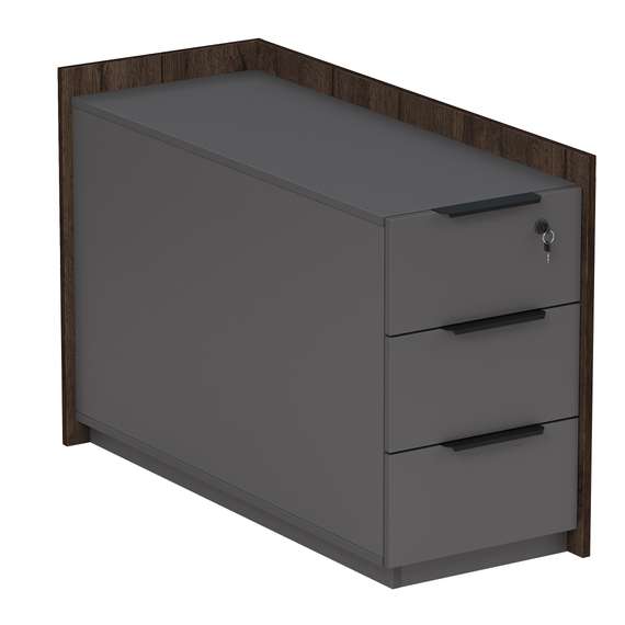 15ТОУЯ.610 Тумба опорная, угл, с ящ (метаб), с замком (универс: прав/лев) (984*404*670)