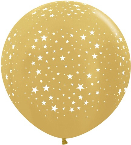 Воздушный Шар (36''/91 см) Звезды, Золото яркое (570), металлик, 5 ст