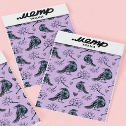 Ткань шелк Армани птица сорока с деревом