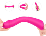 Ярко-розовый гибкий вибратор-реалистик - 21,3 см. (Цвет: ярко-розовый)