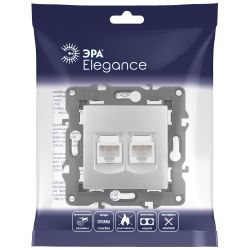 Розетка ЭРА Elegance 14-3108-03 информационная двойная 2хRJ45 IP20 алюминий | Elegance Алюминий