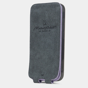 Чехол iPhone 16 Pro натуральная кожа козы, сиреневого цвета