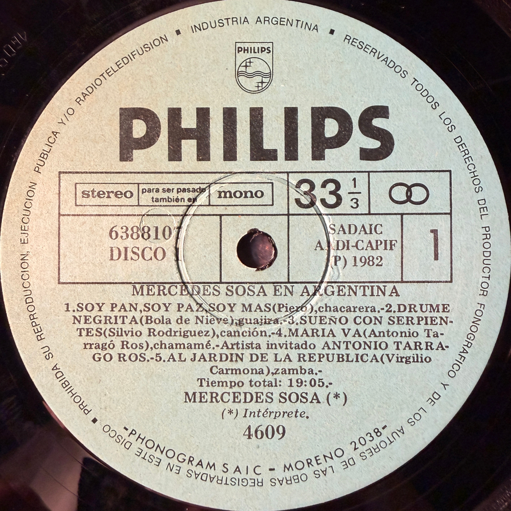Mercedes Sosa ‎– Mercedes Sosa En Argentina 2LP (Аргентина 1982г.)