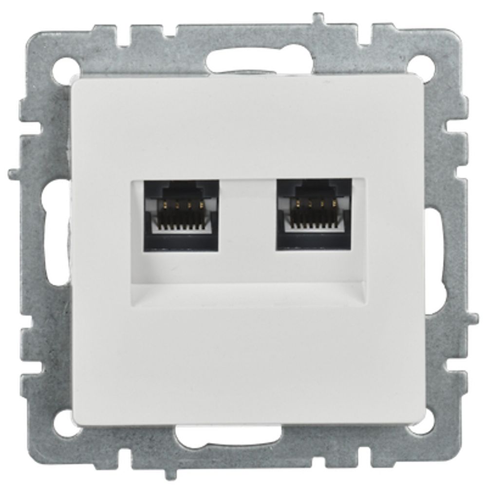 BRITE Розетка компьютерная двойная кат.5E RJ45 РК10-2-БрБ белый IEK