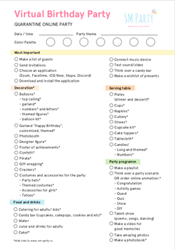 Check list quarantine party