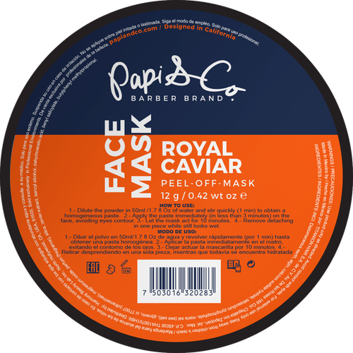 Papi & Co FACE MASK ROYAL CAVIAR - Увлажняющая и питательная
маска для лица с королевской икрой 12г