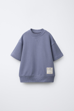 ZARA КОМПЛЕКТ ИЗ ФУТБОЛКИ И ШОРТОВ-БЕРМУДОВ ИЗ МЯГКОЙ ТКАНИ, ЦВЕТ МАЛЬВЫ