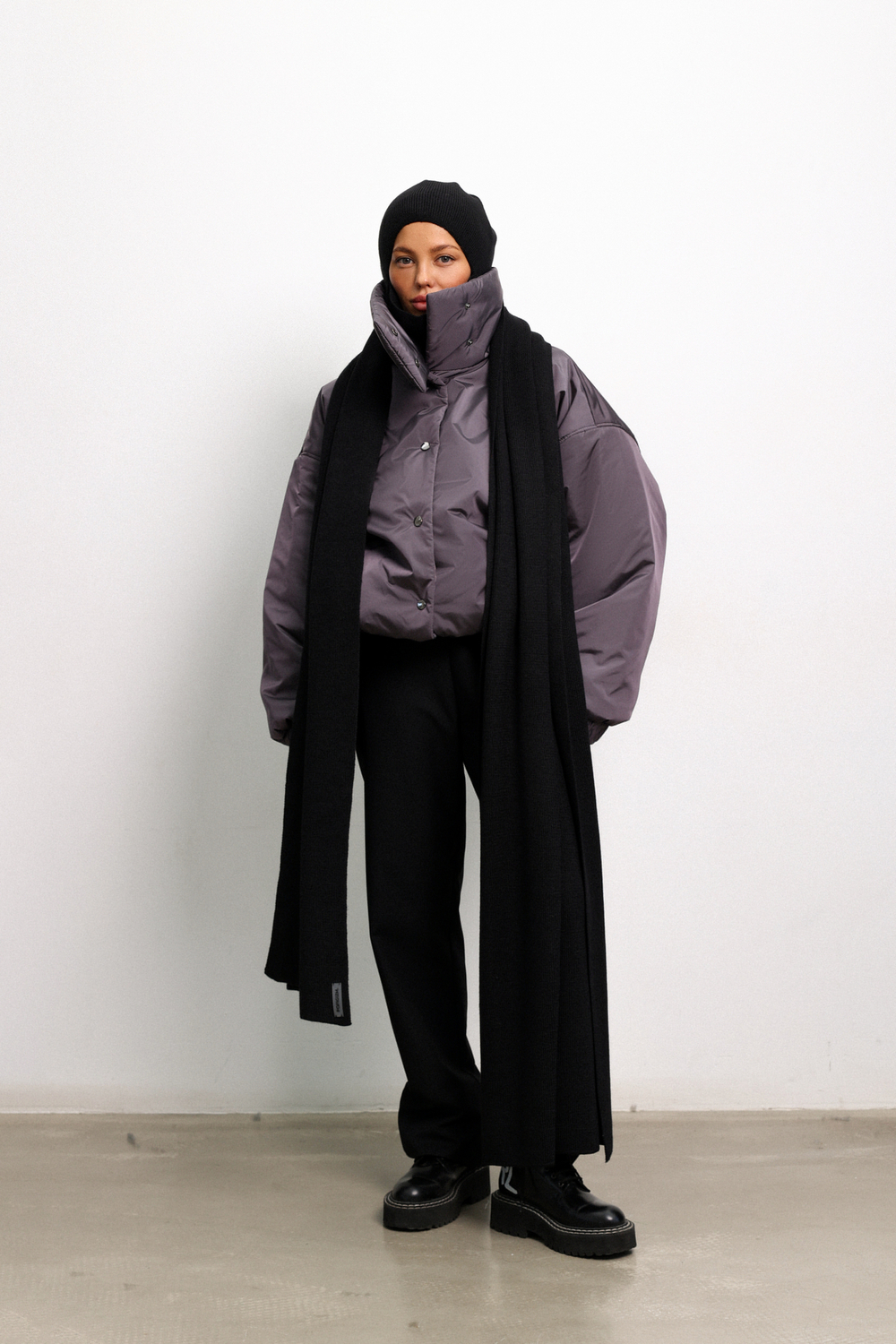 Пуховик дутый с поясом