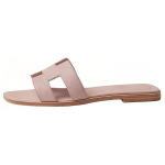 Hermes Oran Epsom Calfskin classic H-shaped slippers Women's pink, H202272Z 27