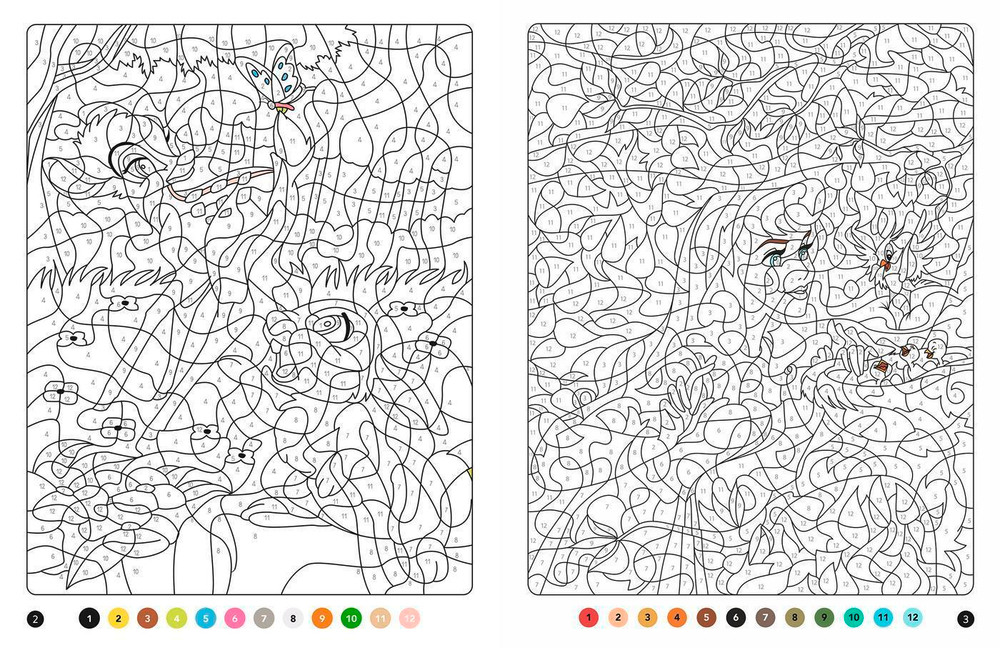 Hachette  раскраска по номерам  DISNEY - Coloriages Magiques - Mystères (7+) - La forêt