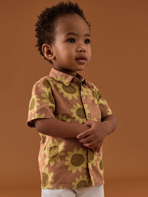 Рубашка с коротким рукавом для мальчика Next AB6-467, Светло-коричневый