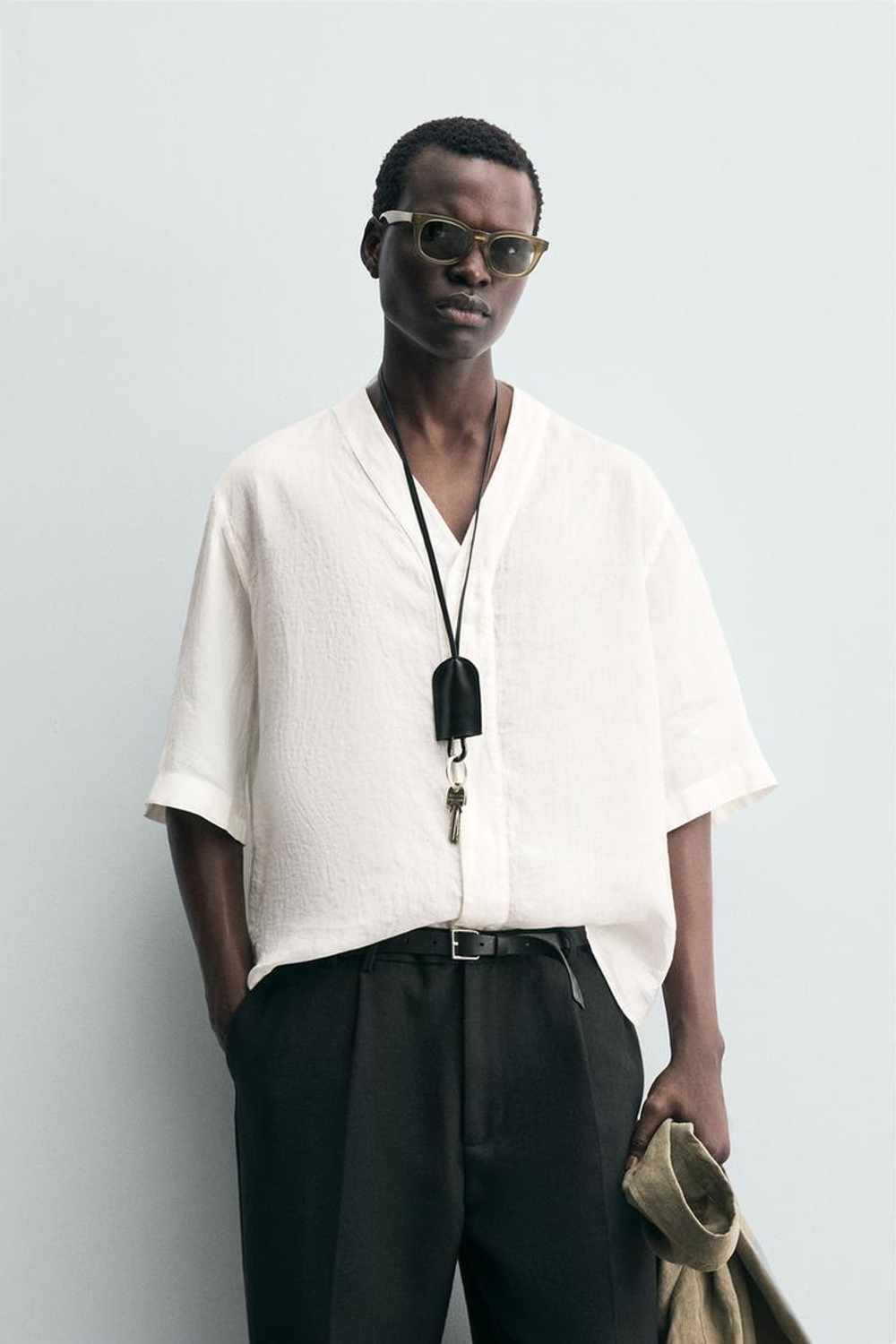 ZARА РУБАШКА ИЗ 100% ЛЬНА, БЕЛЫЙ