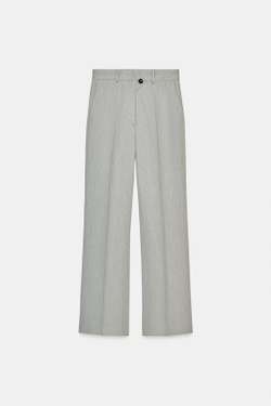 ZARA РАСКЛЕШЕННЫЕ БРЮКИ СТРУКТУРНЫЕ ZW COLLECTION, СЕРЫЙ