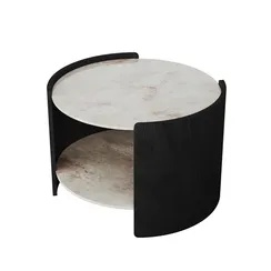 Столик Lagom Stone D 65 см высота 45 см (камень OV, черный)