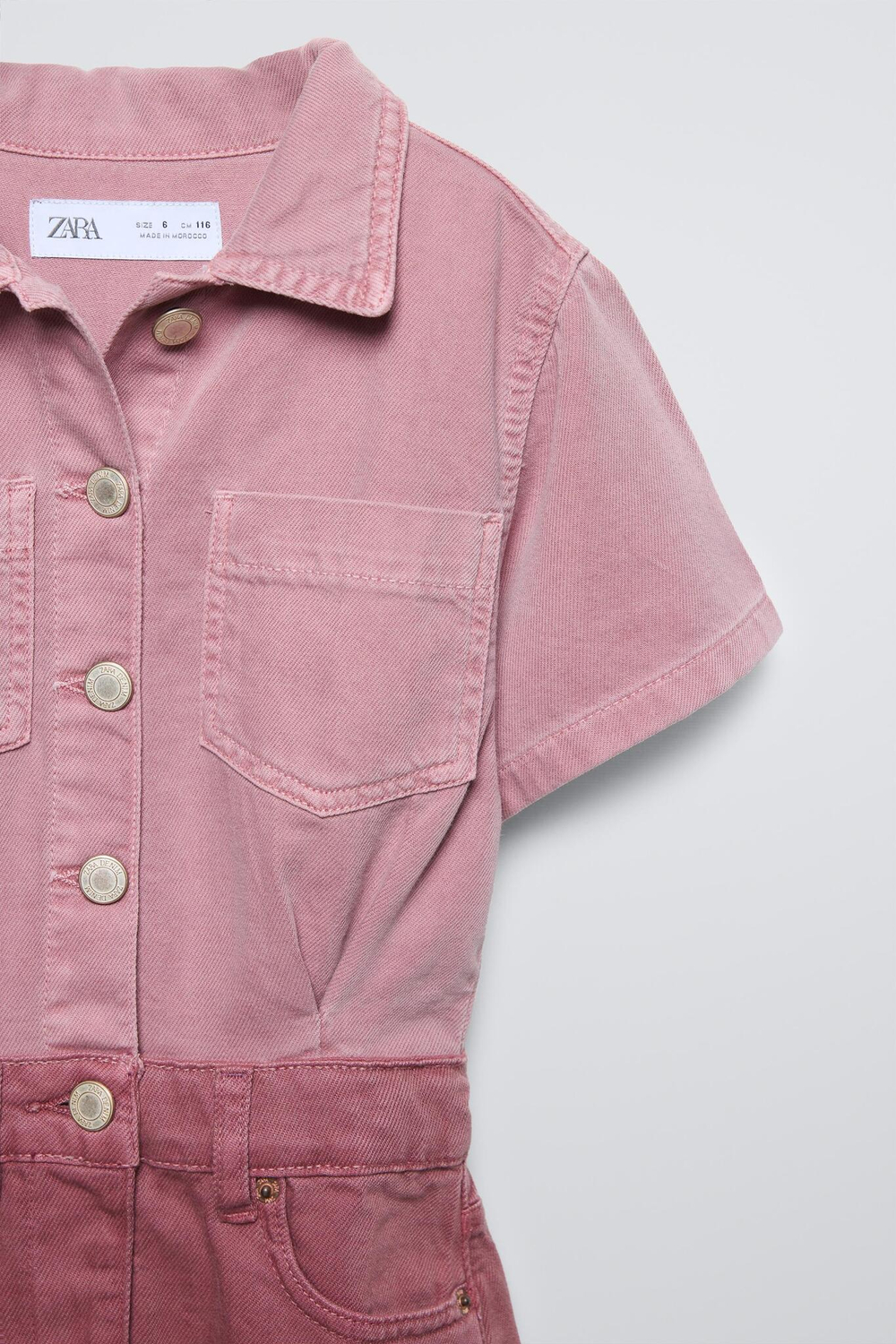 ZARA ДЖИНСОВОЕ ПЛАТЬЕ С КАРМАНАМИ, МЯГКИЙ РОЗОВЫЙ